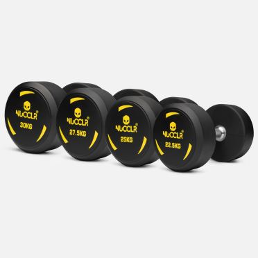 NUCCLR rubber dumbbell set 22.5-30 KG 