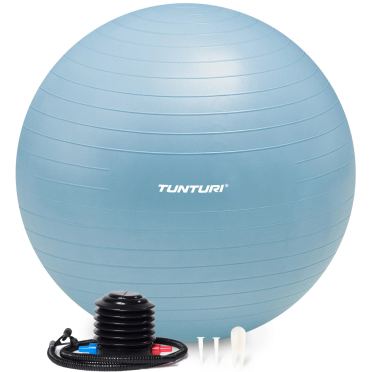 Tunturi fitnessbal anti burst licht blauw inclusief pomp 